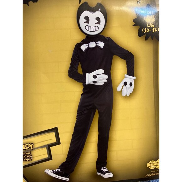 Bendy Costume By Disguise Kids L/G (10-12) Includes Mask & Gloves Black/White - Picture 1 of 14